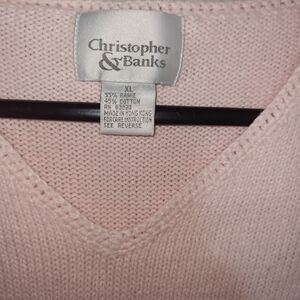 Christopher & Banks Light Pink V-Neck Sweater